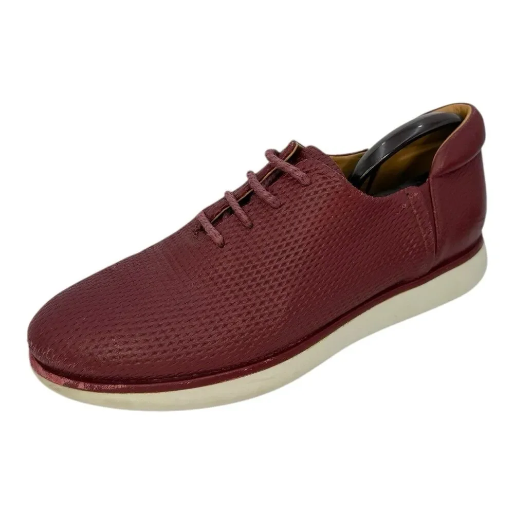 GIORGIO ARMANI Men’s Leather Sneakers Shoes Dark Red Size 8